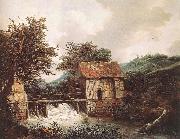 Jacob van Ruisdael Two Watermills and an Open Sluice near Singraven oil on canvas